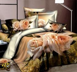 Спален комплект памучен сатен Оранжева роза