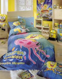 Детски спален комплект със завивка единично легло Спондж Боб