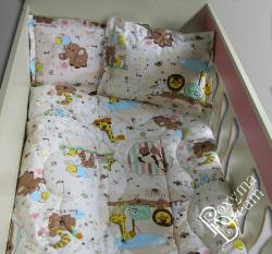 Бебешки спален комплект Памук Зоопарк в бежово