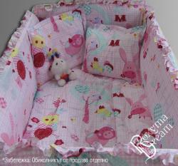 Бебешки спален комплект Памук Каре в розово