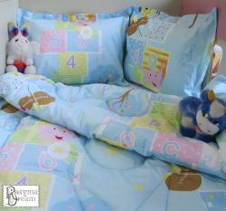 Бебешки спален комплект Памук Мече с цигулка в синьо