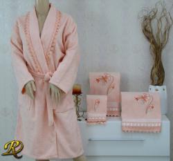 Халат за баня Белинда с 3 кърпи и дантела Оранж