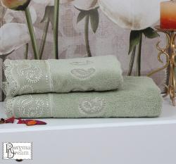 Комплект хавлии с дантела зелено