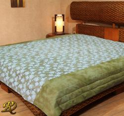 КУВЕРТЮРА ЛЕН И ШИФОН ЗЕЛЕН С ВЪЗГЛАВНИЦИ