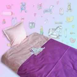  Комплект Бебе - Лилаво и Розово (С апликация коте) 110x140см
