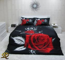 Спален комплект памучен сатен Червена роза