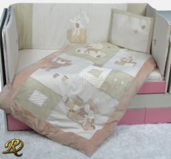 Бебешки спален комплект от 9 части с апликации бежово
